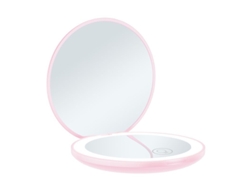2026-espejo Compacto Linjou 3.5" Recargable Con Led Doble Lado 1x/10x Ajuste De Brillo Portátil Rosa