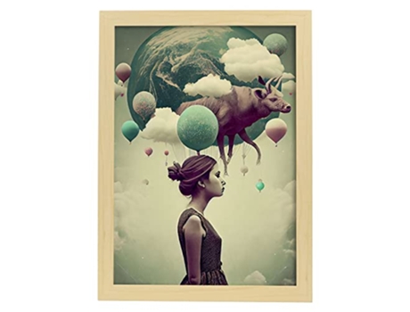 NACNIC Poster Imaginación En Estilo Surrealismo Cinematográfico Ilustraciones Y Grabados De Historieta Abstracta Y Artística A4 Marcos Madera