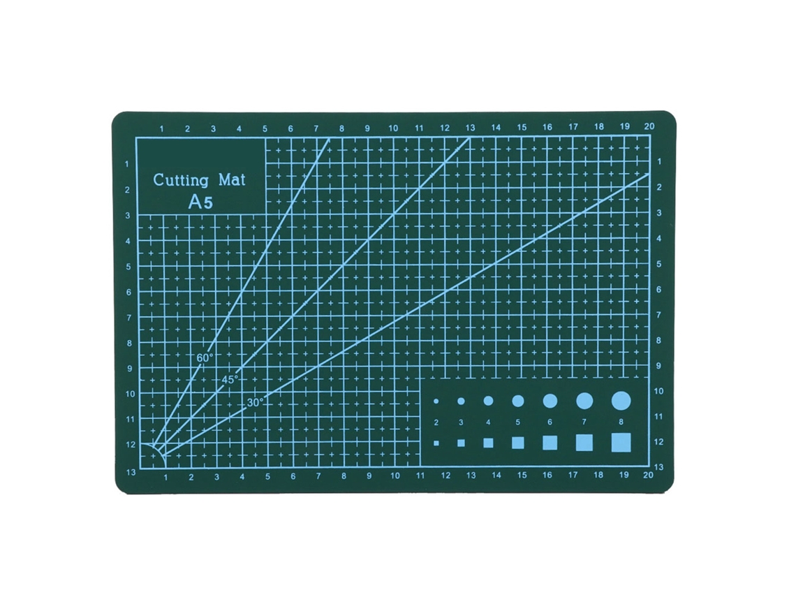 Tapete de corte de PVC A5 autorreparable verde para manualidades y modelismo - Duradero e ideal para proyectos de bricolaje.