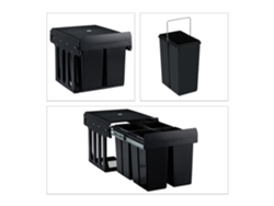 Relaxdays Cubo De Basura 4 Compartimentos, Papelera Cocina Extraíble Bajo Fregadero, 4x 8 L, 35,1 X 34,3 X 48 Cm, Negro