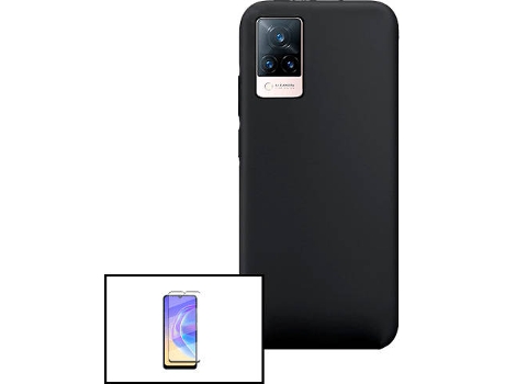 Carcasa + Protector Vivo V21 PHONECARE Silicona Líquida Negro