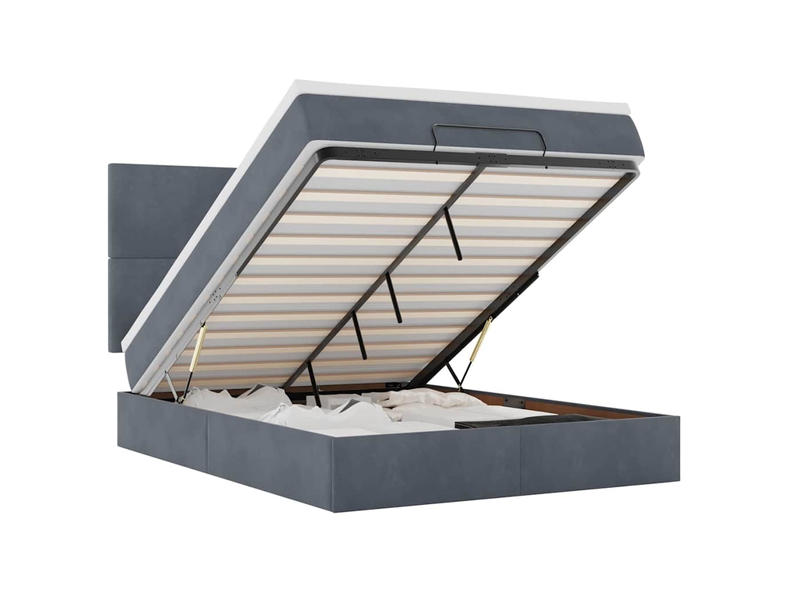 Maison Exclusive - Estructura Cama Otomana Con Colchones Gris Oscuro 140x200cm