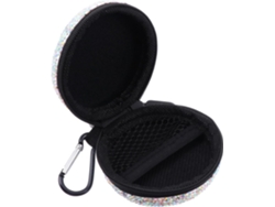 Estuche Para Guardar Auriculares Con Mosquetón, Estuche Portátil Con Diseño De Pedrería.