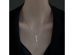 (oro Blanco) Llave De La Suerte ~ Plata De Ley S925, Collar Con Llave, Diseño Versátil, Sencillo Y Único.