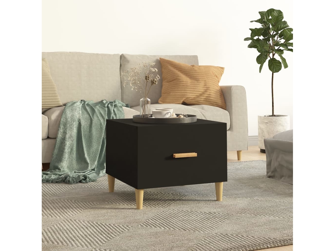Mesa De Centro | Mesa De Café | Mesa De Salón Madera Contrachapada Negro 50x50x40 Cm