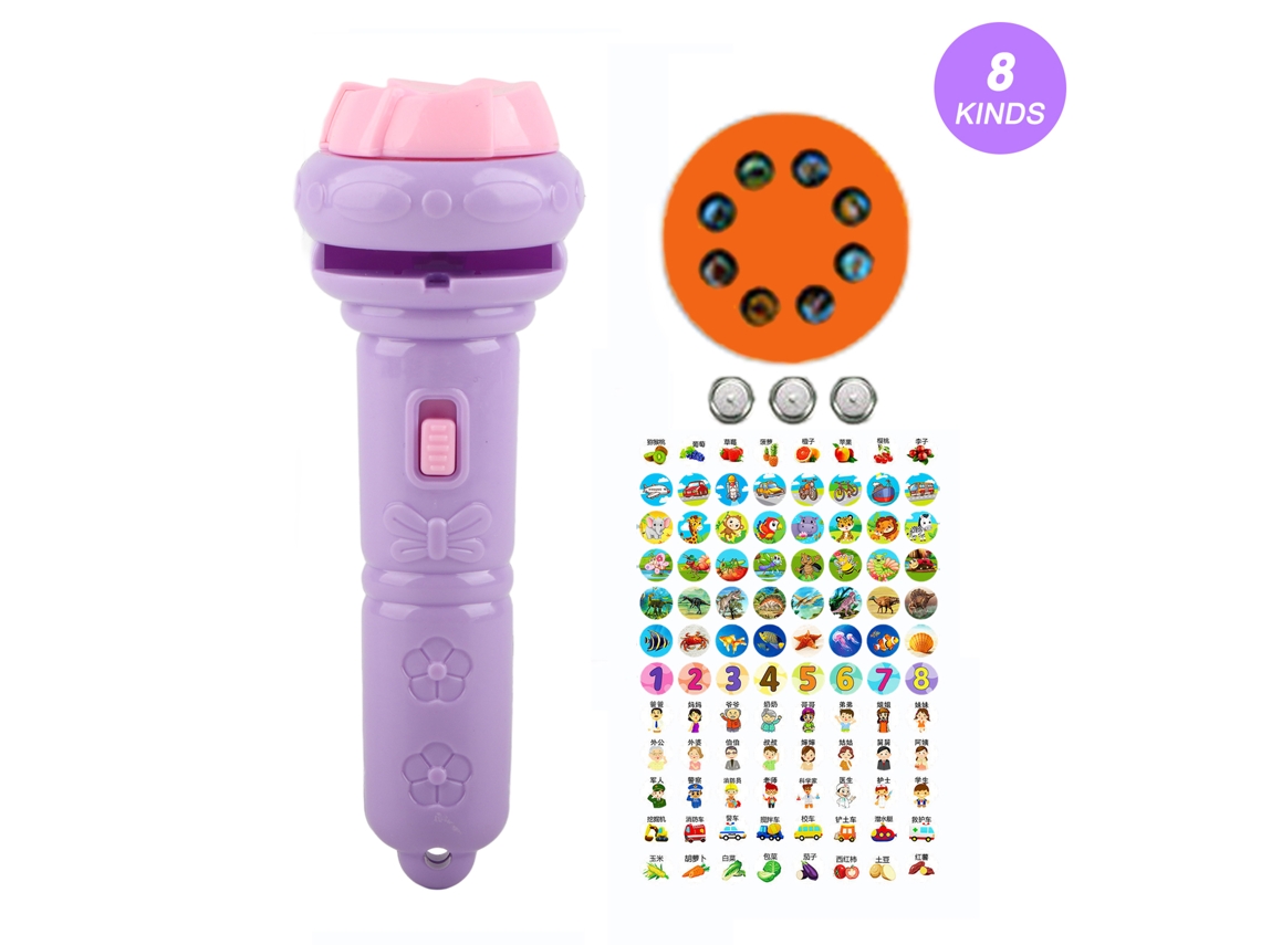 Walshlxq-linterna Proyector Infantil Con 8 Patrones Animales Diferentes Juguete Luminoso Educativo Para Niños Morado