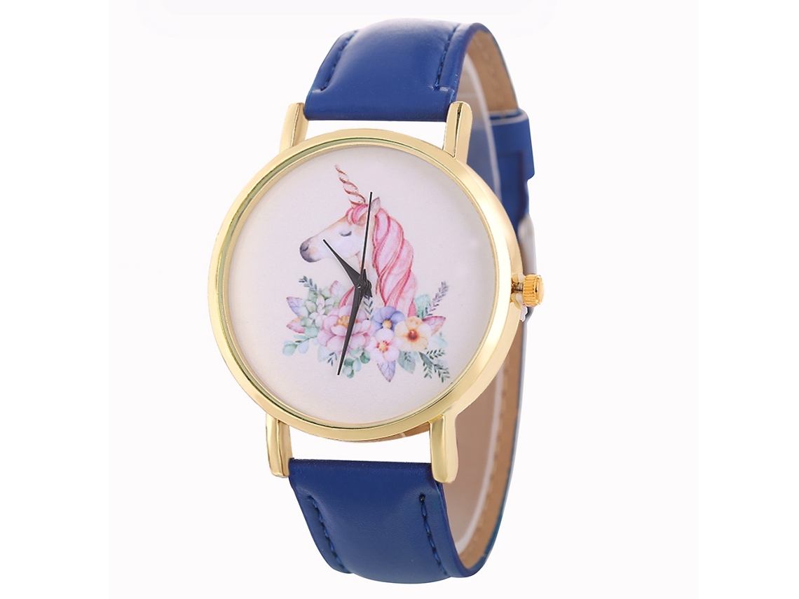Reloj De Mujer Casual Con Movimiento De Cuarzo Y Correa De Cuero Pu Azul