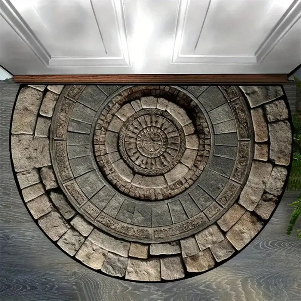 (estilo 5 45x70cm) Felpudo De Entrada De Estilo Retro Con Mosaico En Forma De Abanico Semicircular