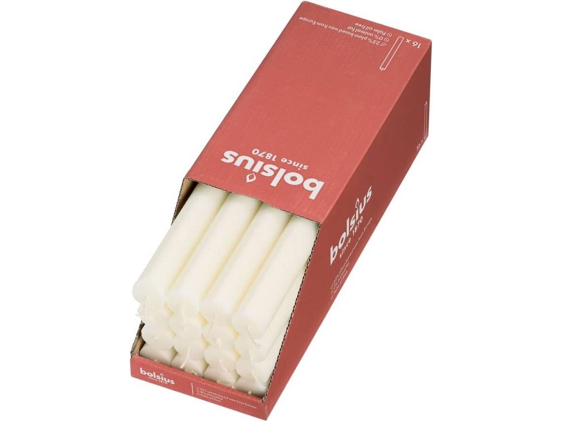Bolsius Velas de mesa Shine 16 uds perla suave 27 cm