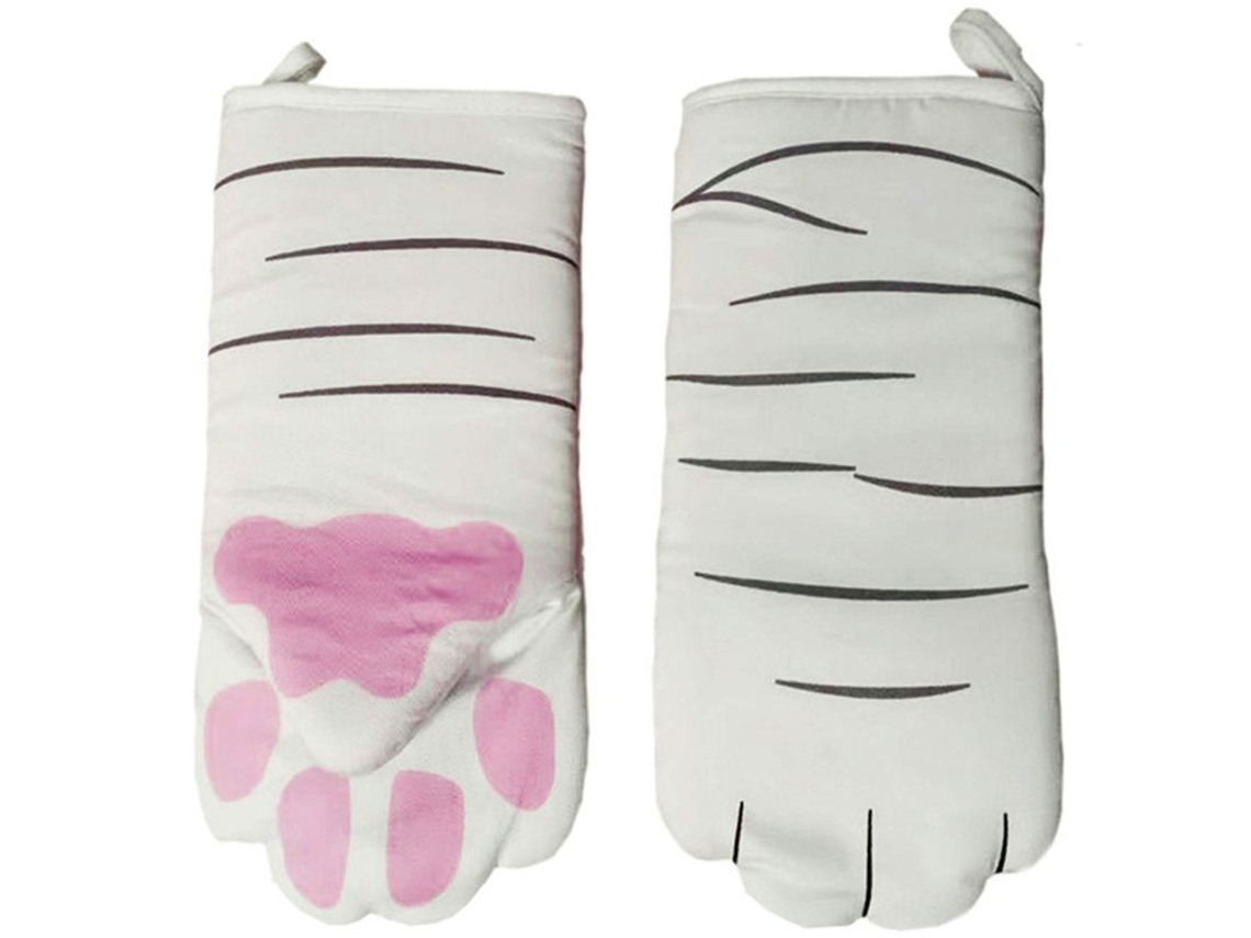Guantes De Horno Resistentes Al Calor 250°c, Patrón Gato Blanco, 31 Cm, 1 Par