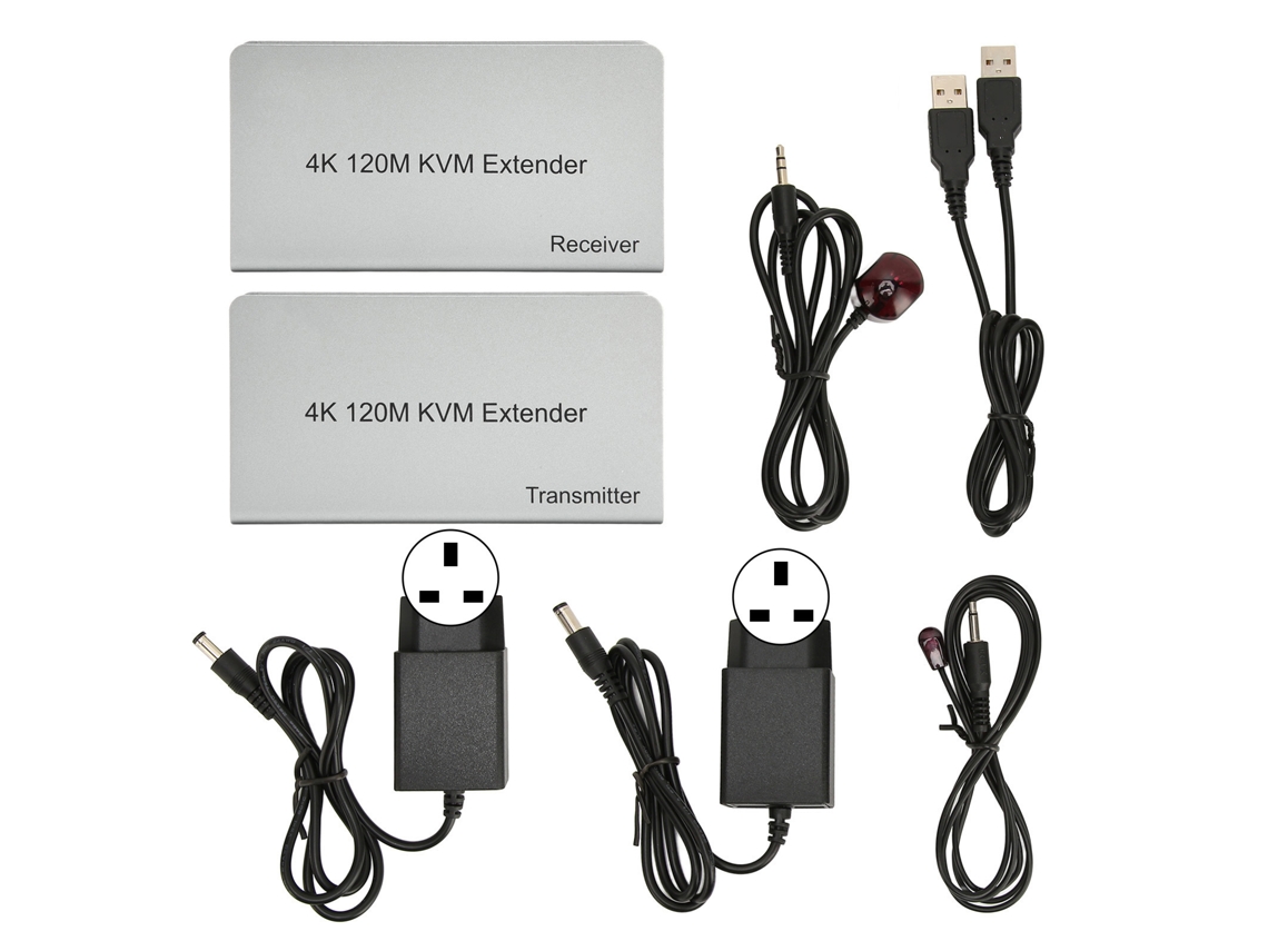 Extensor Kvm De 120 M 4k 60 Hz Con Control Remoto Usb Para Pc Y Tv Mediante Cable Cat6/cat7 Plug And Play.