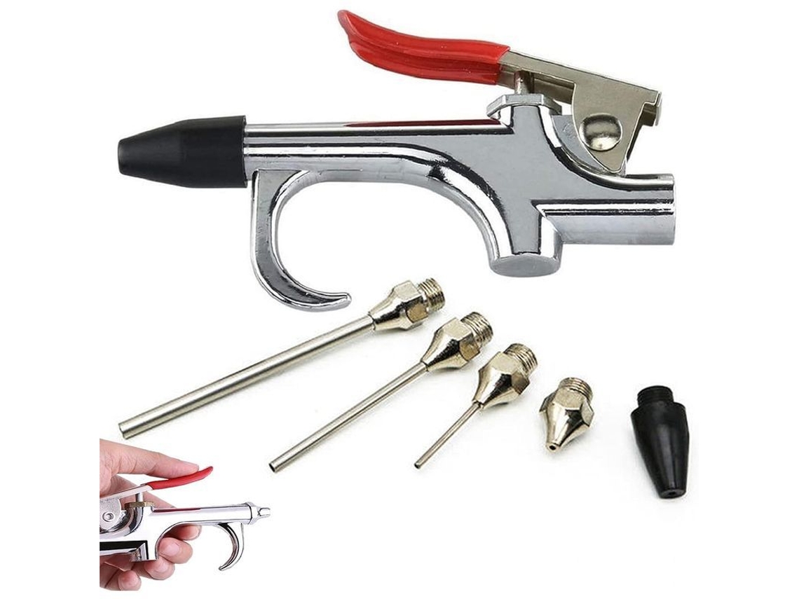 Pistola De Aire Antirrobo Duradera Con Boquilla Ajustable Y Boquillas Intercambiables