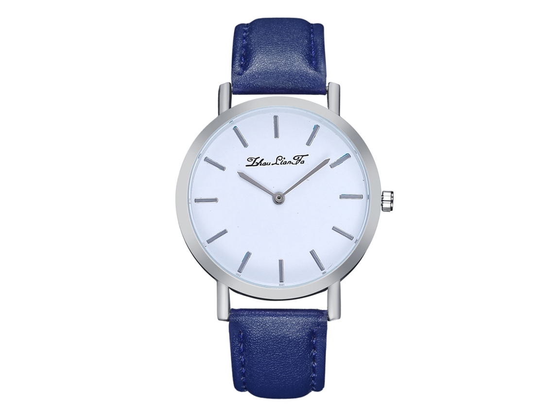 Reloj De Pulsera Unisex De Cuarzo Zlf0196-y Con Correa De Pu Azul, Estilo Sencillo Y Moderno.