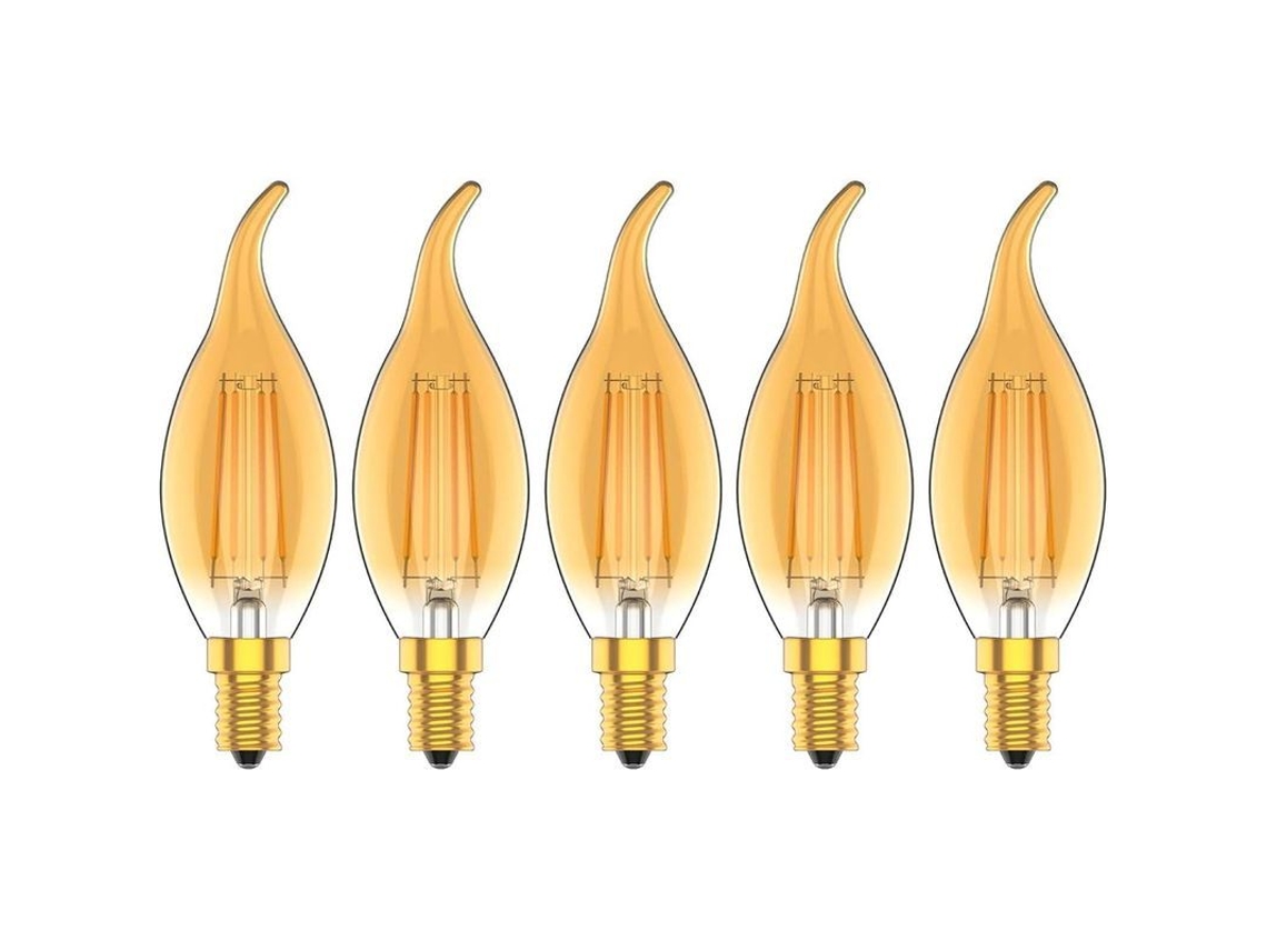 Bombilla Led Regulable Vintage E14 4w Blanco Cálido 2700k Equivalente A 30w, 300lm, 220v, Paquete De 5