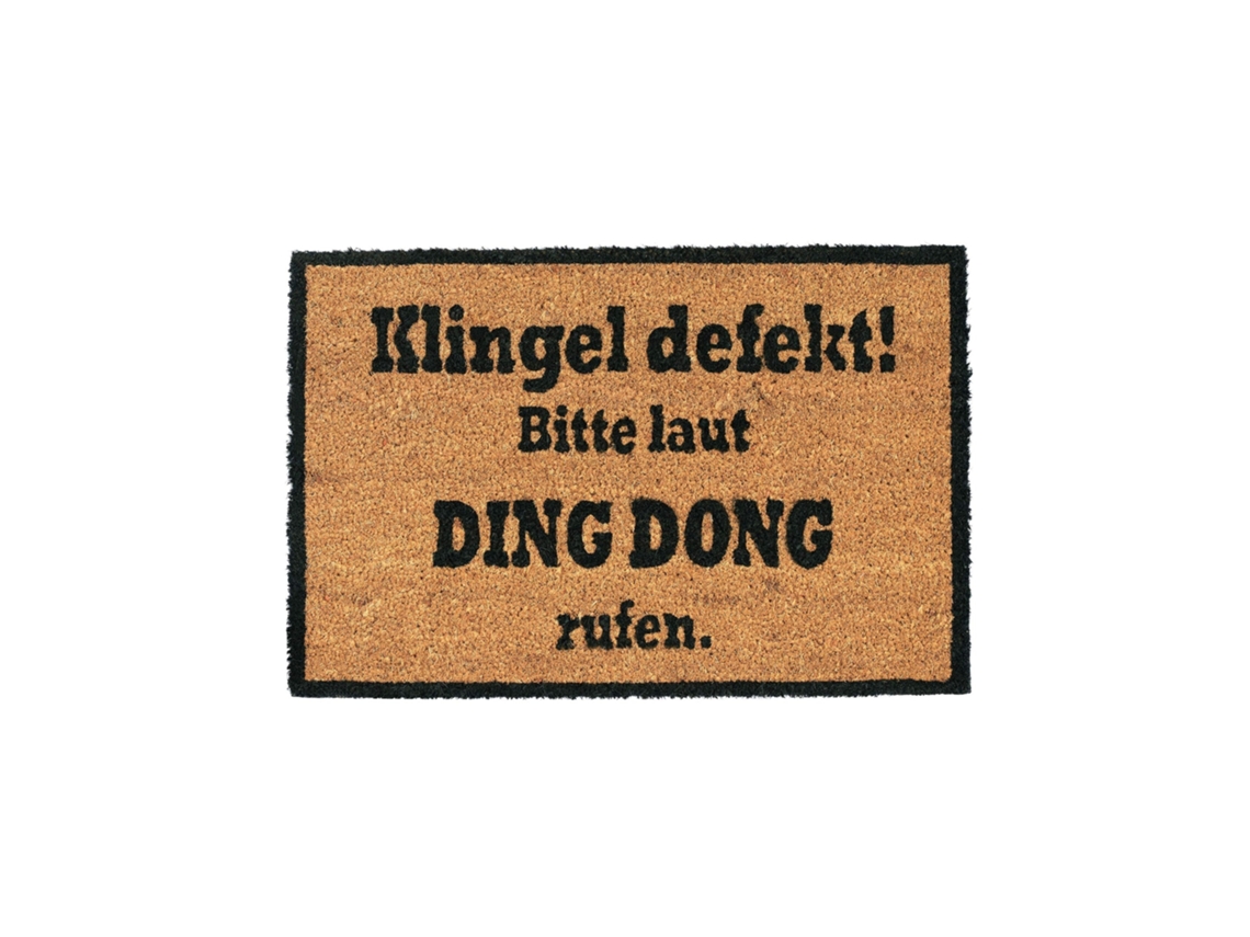 Relaxdays Felpudo Exterior Antideslizante «ding Dong», Fibra De Coco-pvc, Marrón-negro, 40 X 60 Cm
