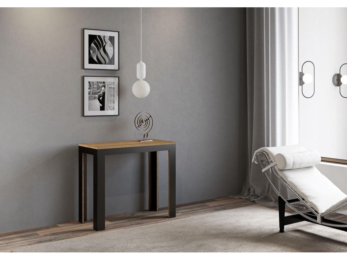 Consolas Linea Evolution Small Extensible hasta 196 cm ITAMOBY (90 x 40 x 77 cm - Paneles de Melamina - Roble Natural)