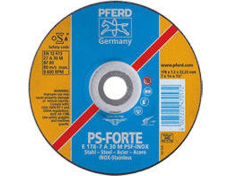 Disco PFERD Desbaste Línea Ps-Forte Buena Prestación Inox (230-8 A 30 M Psf-Inox/22 23)