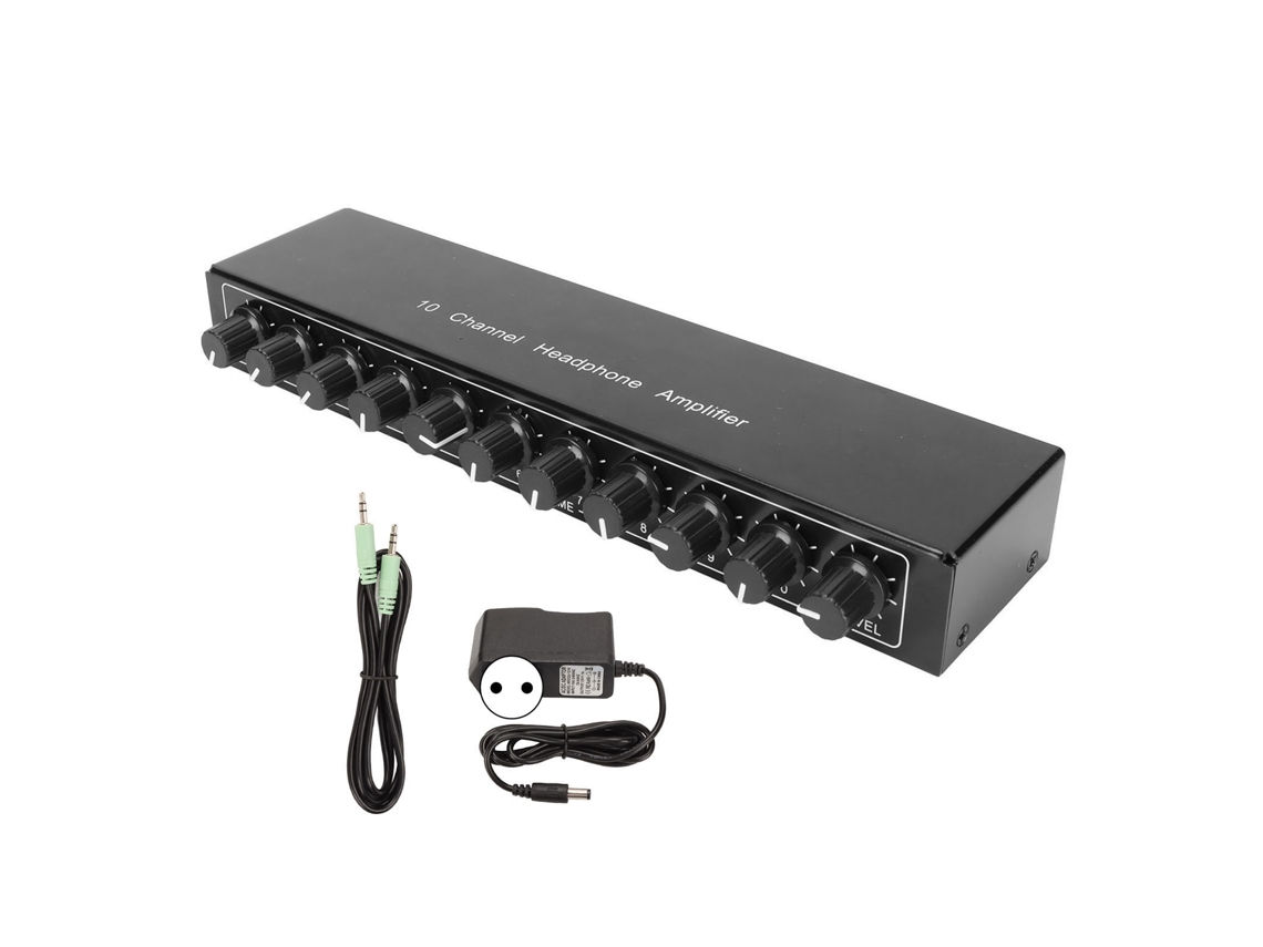Amplificador De Auriculares Estéreo De 10 Canales Para Portátiles, 1 Entrada, 10 Salidas, Enchufe Europeo.