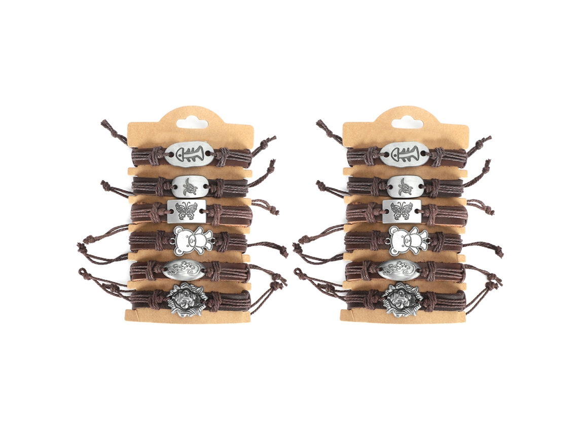 Elegante Pulsera Unisex De Cuero Sintético Trenzado Estilo Retro Con Colgante Único.