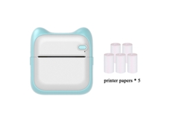 Impresora Térmica Bluetooth Azul (5 Rollos De Papel De Impresión) SIURN