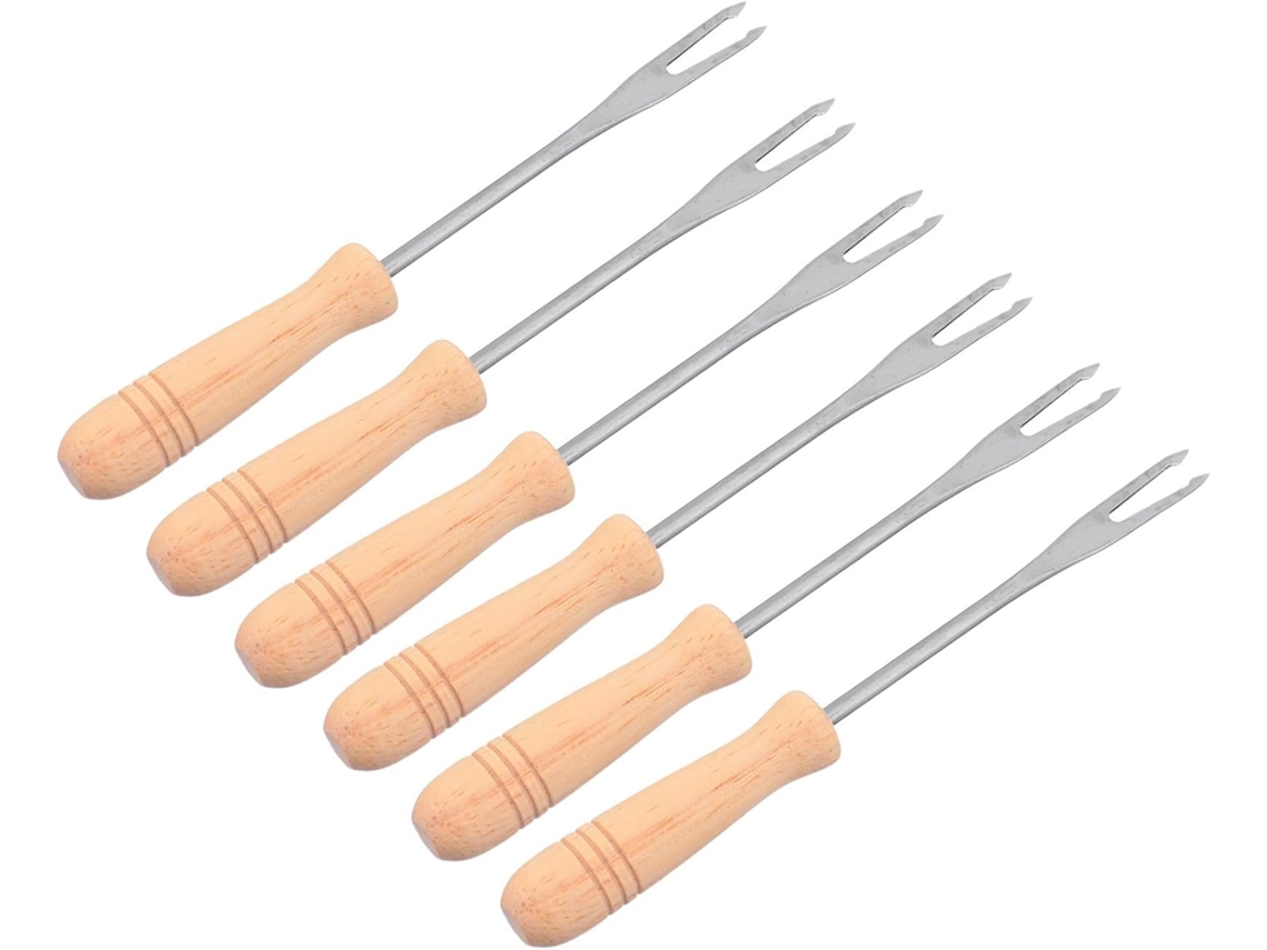 Brochetas De Maíz, Soportes Para Mazorcas De Maíz Con Mangos De Madera, Acero Inoxidable, Reutilizables, 6 Piezas Para