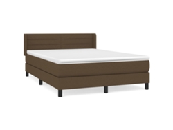 Maison Exclusive - Cama Box Spring Con Colchón Tela Marrón Oscuro 140x200 Cm
