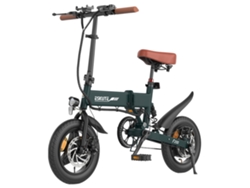 Bicicleta eléctrica plegable Eskute F200 de 14 pulgadas, verde, motor de 250 W, batería de 36 V y 7,8 Ah, autonomía de 50 km, velocidad máxima de 25 km/h, frenos de disco mecánicos.