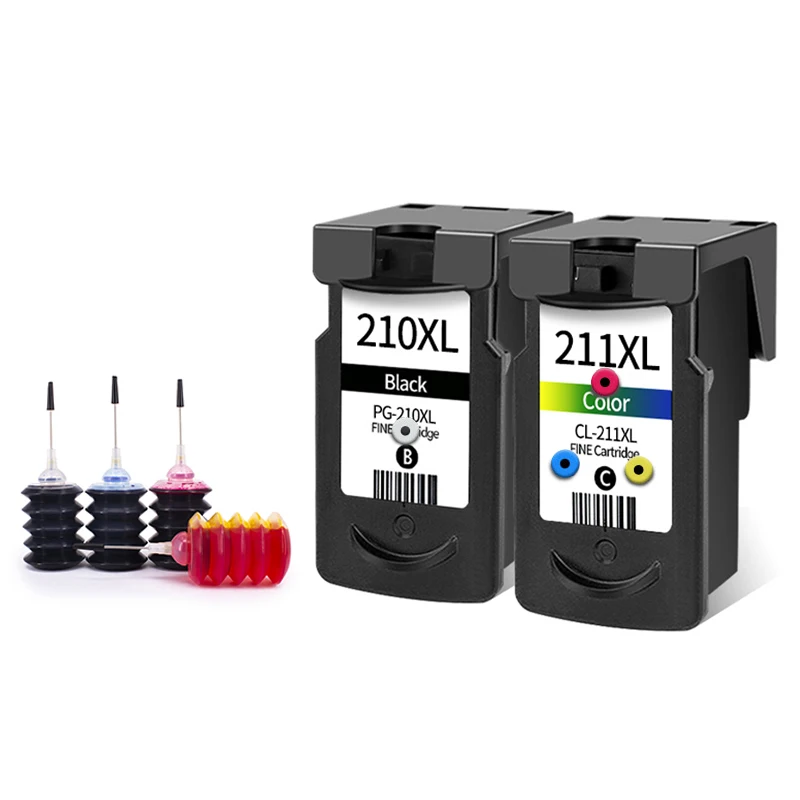 Bk-cl-inkpg-210xl Cl-211xl Refillable Ink Cartridge For Canon 210 211 Xl Ip2700 Ip2702 Mp240 Mp250 Mp260 Mp270 Mp320 Mp495 Mp480 Mp490