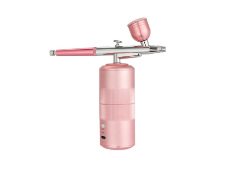 BISBISOUS Masajeador facial inalámbrico Kit de aerógrafo de oxígeno portátil para maquillaje con compresor rosa