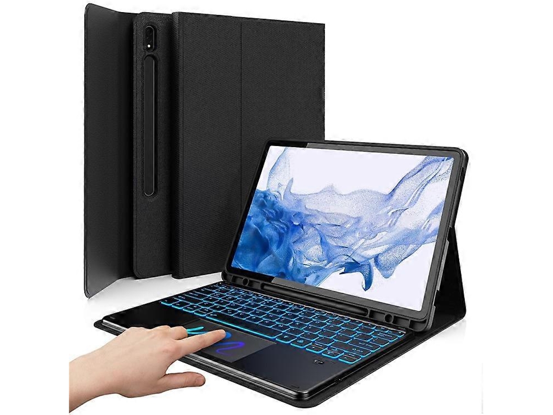 Teclado táctil retroiluminado Bluetooth compatible con Samsung Galaxy Tab S8/S7 Fe/S7 con funda protectora para tableta Facpoet