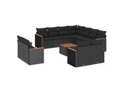 Maison Exclusive - Set De Sofás De Jardín 12 Piezas Cojines Ratán Sintético Negro