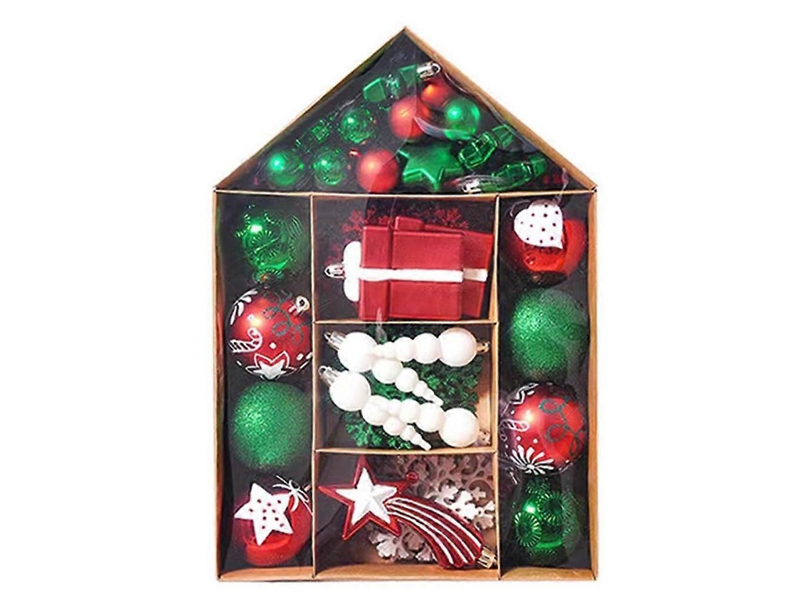 Juego de adornos navideños con forma de casita, 1 juego de bolas navideñas para colgar, regalo. Hengjian