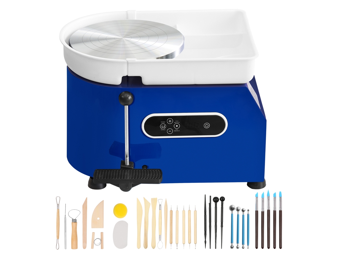 Máquina de rueda de cerámica Succebuy de 25 cm con pedal, herramientas de esculpido de 450 W
