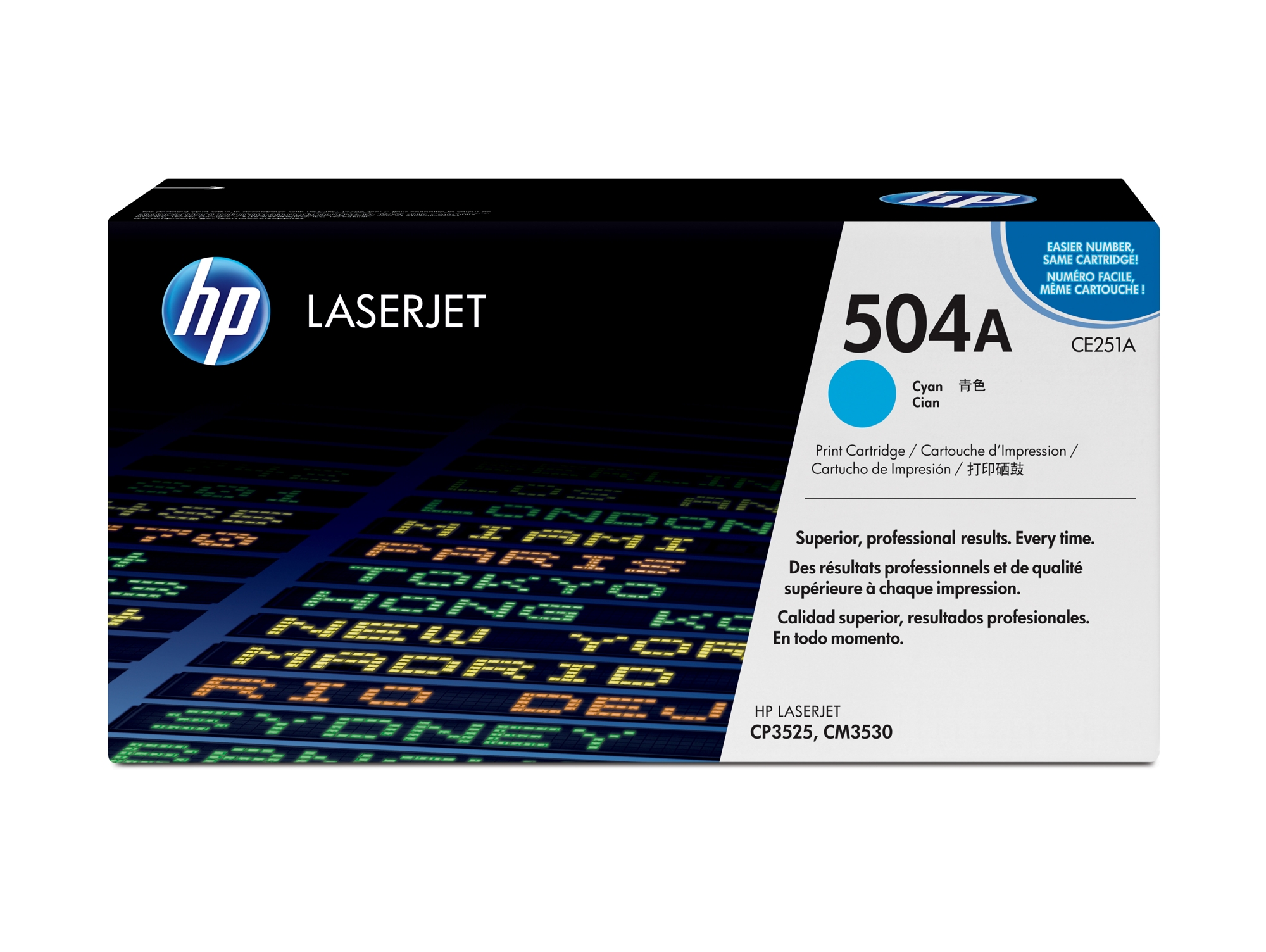 Cartucho de tóner Original LaserJet HP 504A cian para CP3525 y CM3530