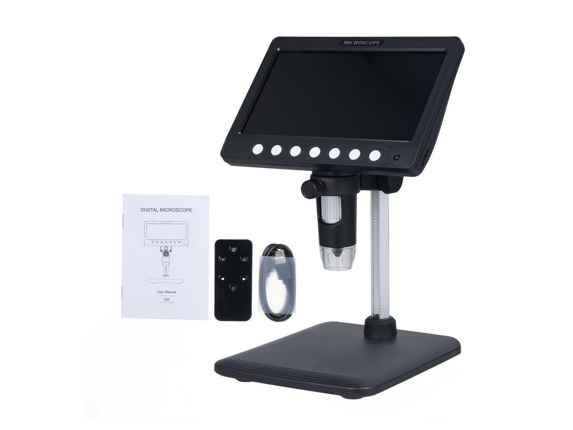 Microscopio Digital De 5 Mp Y 1200 Aumentos Con Pantalla Hd De 7 Pulgadas Y 8 Led, Compatible Con Windows/macos.