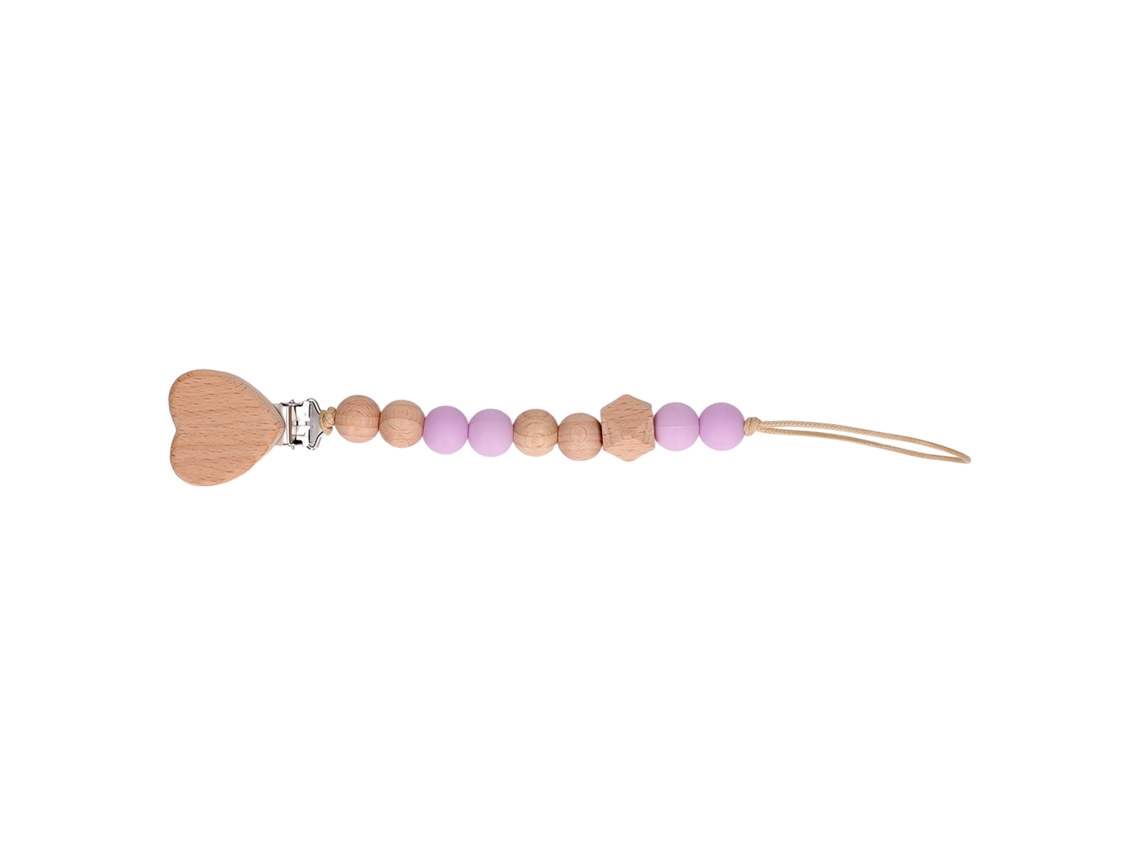 Clip Para Chupete De Madera De Haya Y Silicona, Juguete Para Morder Corazón, Portachupetes Silicona Y Madera