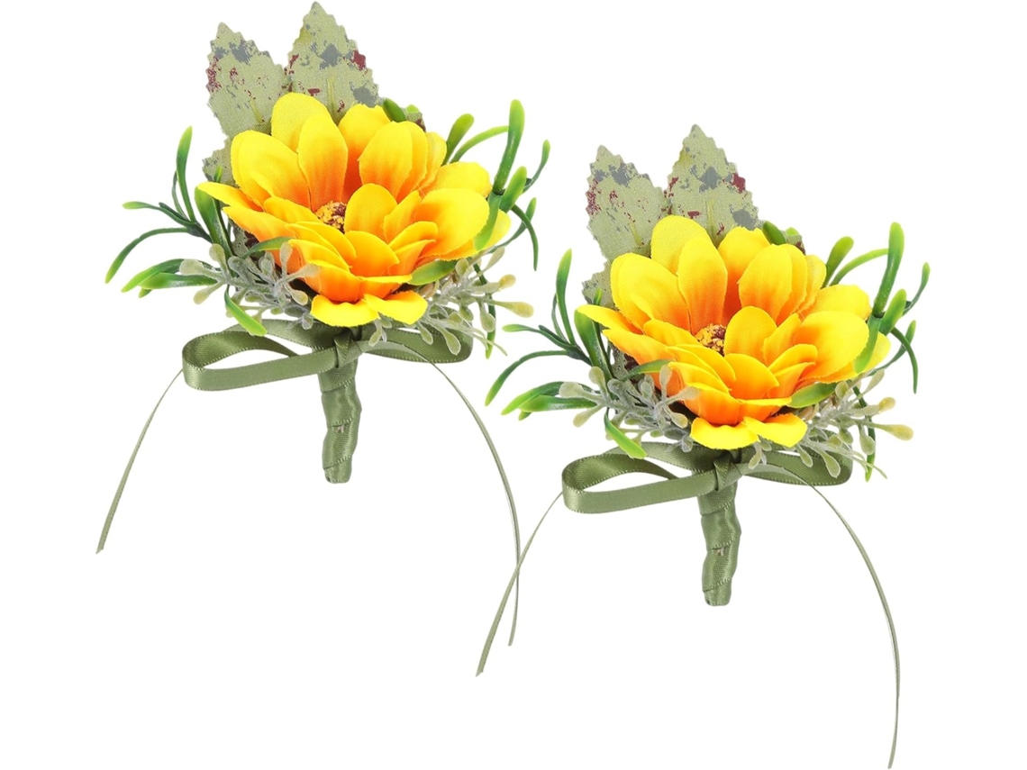 De 2 Broches De Seda Amarillos Y Verdes Y Flores Para La Muñeca De Ciieeo, Elegante Accesorio Decorativo.