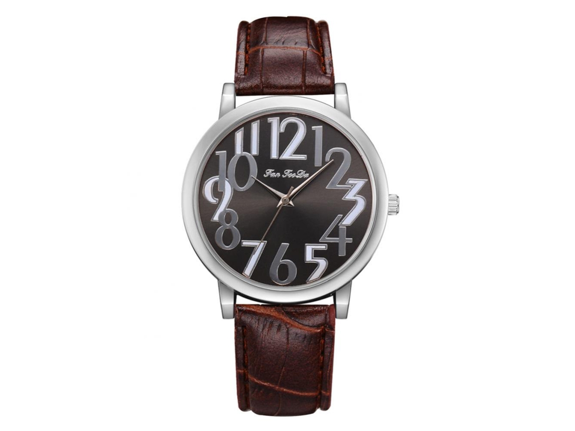 Relógio De Pulso Feminino Disu Com Strass Quartzo Pulseira De Couro Pu Casual Redondo Preto
