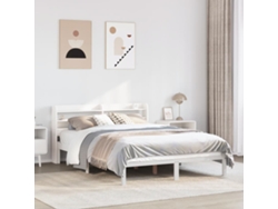 Estructura De Cama Sin Colchón Madera De Pino Blanca 120x200 Cm