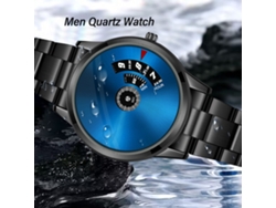 Reloj De Negocios De Cuarzo Impermeable Para Hombre Con Correa De Aleación Negra - Regalo