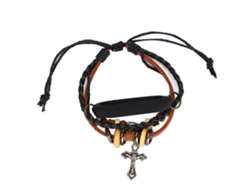 Pulsera De Cuero De Silicona Con Cruz Tallada De Moda Para Miui Band 3/4