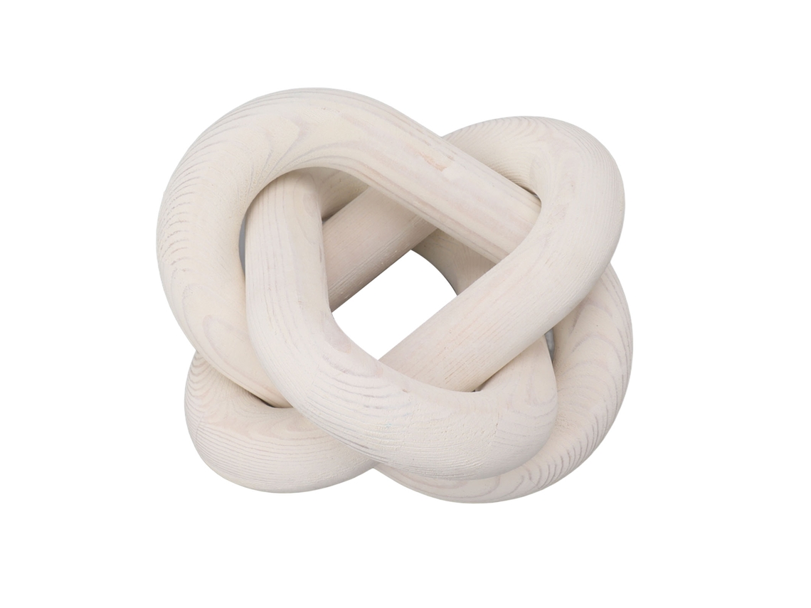 Cadena decorativa de madera tipo Baok con 3 eslabones para sala de estar, cafetería, estilo rústico blanco.