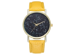 Reloj Analógico De Cuarzo Unisex Con Correa De Pu Para Mujer Y Hombre Amarillo