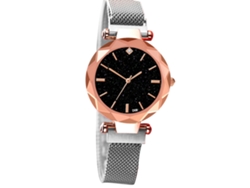 Reloj De Pulsera Analógico Con Brazalete De Acero, Estilo Moderno Y Movimiento De Cuarzo, Acabado Plateado.