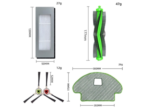 14 peças para irobot roomba combo113 r113840 sweeper escova principal filtro
