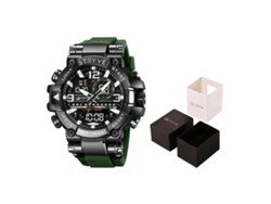 Reloj De Pulsera Deportivo Electrónico Luminoso E Impermeable (verde Militar), Multifuncional Y Moderno Para Estudiantes.