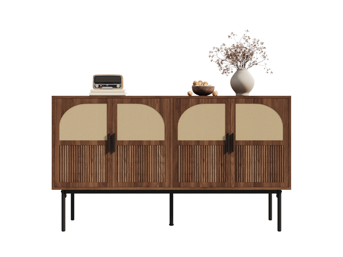 Aparador moderno y sencillo de 140x40x80 cm, con amplio espacio de almacenaje y mobiliario natural.