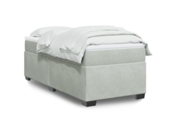 Cama Box Spring Con Colchón Terciopelo Gris Claro 80x200 Cm