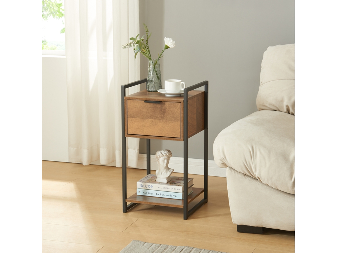 Mesa auxiliar Namsskogan con cajón 62x33x32cm - Efecto nogal [EN.CASA]