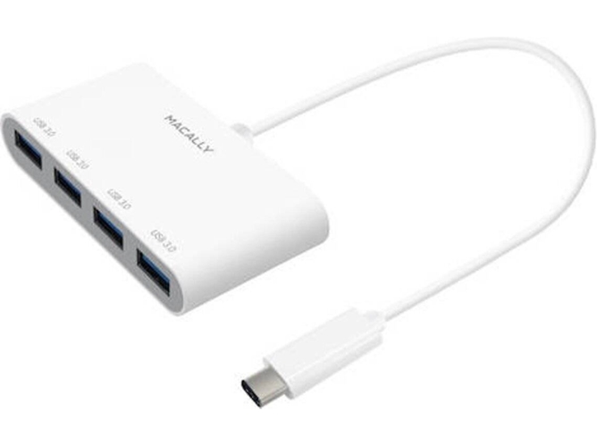 Hub MACALLY 3.1 USB-C 4X USB A (Blanco)